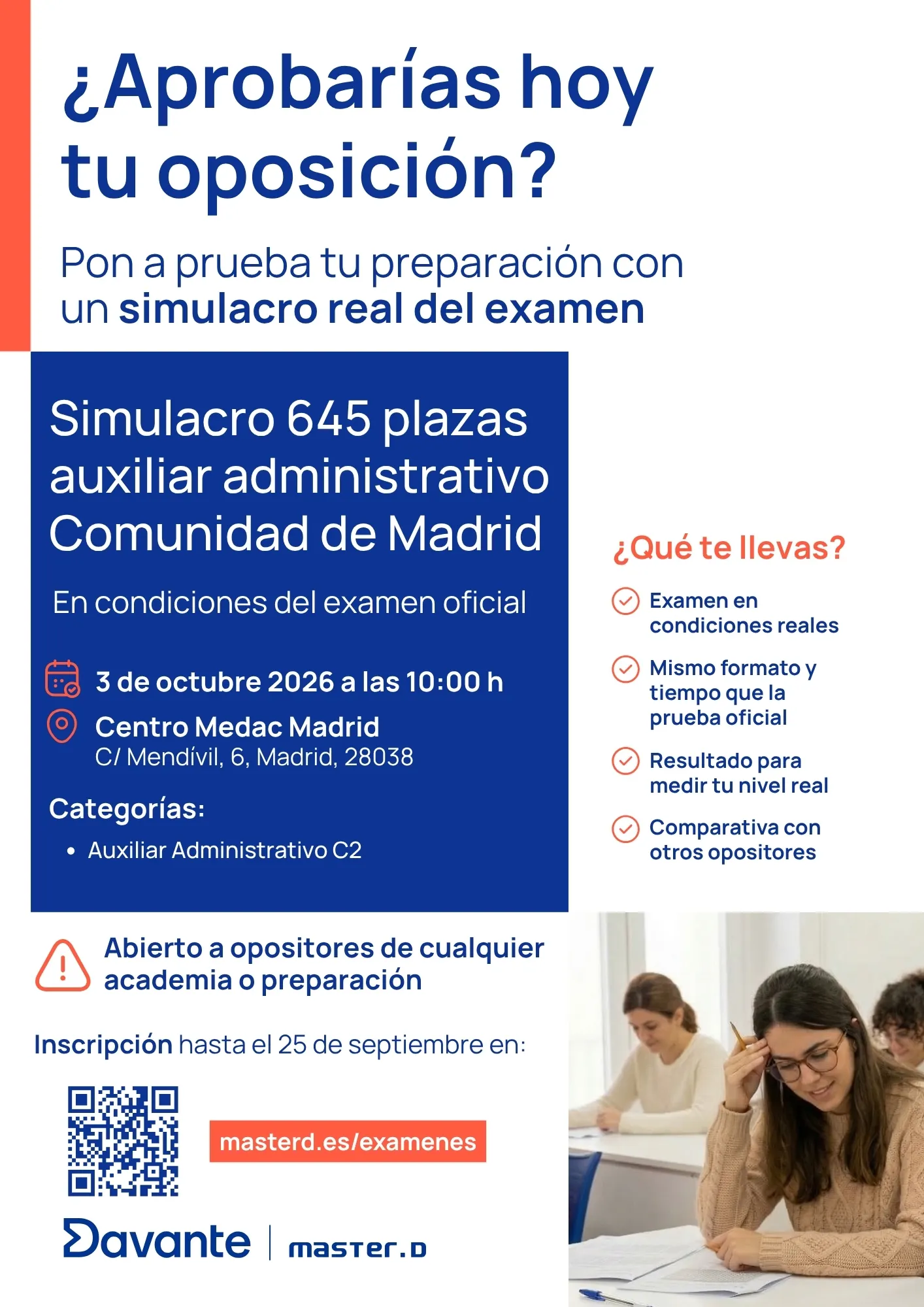 Simulacro Examen Auxiliares Administrativos Madrid 2026